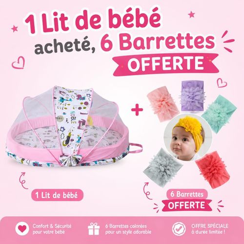 Lit Bébé Pliable Avec Moustiquaire + 6 Barrettes Offertes