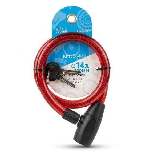Antivol à Câble KmtStyle - Ø14mm x 700mm - Haute Résistance avec Gaine de Protection - Serrure à Clé Sécurisée