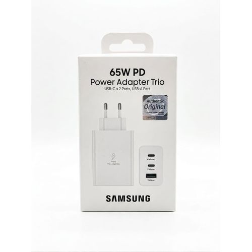 Chargeur Samsung Power Adapter Trio 65W PD - Charge Rapide - 3 Ports (2x USB-C, 1x USB-A)