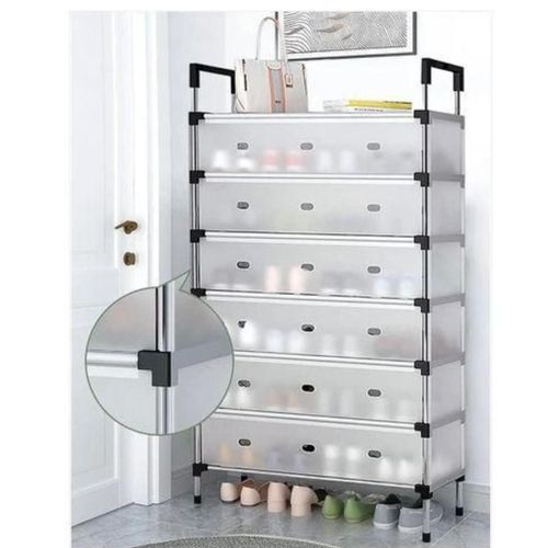 Meuble À Chaussures Modulaire 7 Niveaux – Organisateur de Rangement Gain de Place avec Portes Translucides