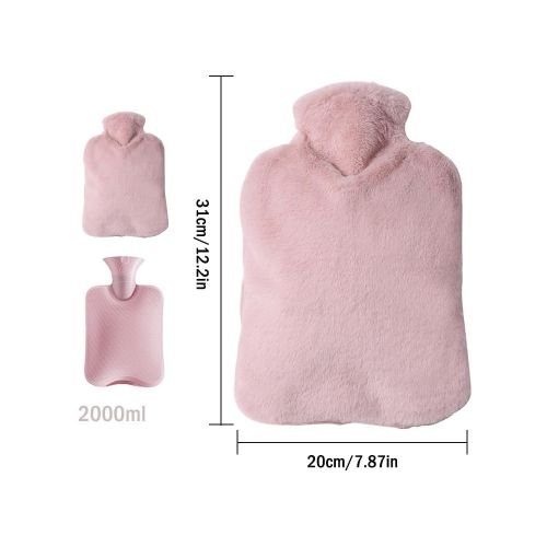 Bouillotte ROSE avec fourrure synthétique douce. Procure chaleur et confort et soulage des douleurs musculaires, fièvre, relaxe, détend, différentes douleurs, ROSE , 2L. Importé de France.