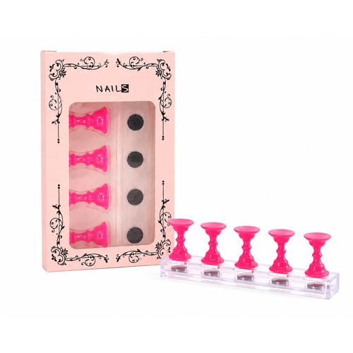 Présentoir Magnétique pour Faux Ongles – Support Nail Art 5 Pièces Rose