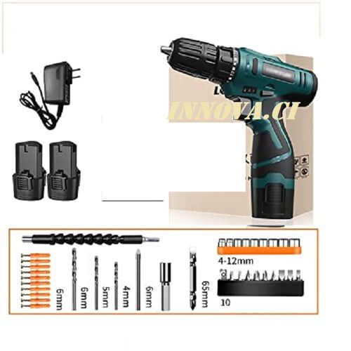 Perceuse Visseuse Sans Fil Avec 2 Batteries + 24 Accessoires