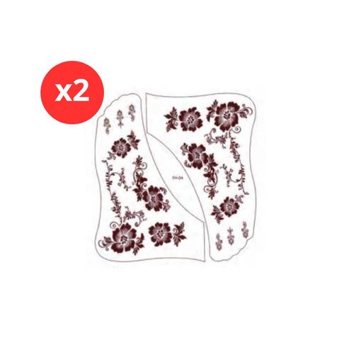 Tatouage temporaire au henné Autocollant pour les deux faces des deux pieds - rouge
