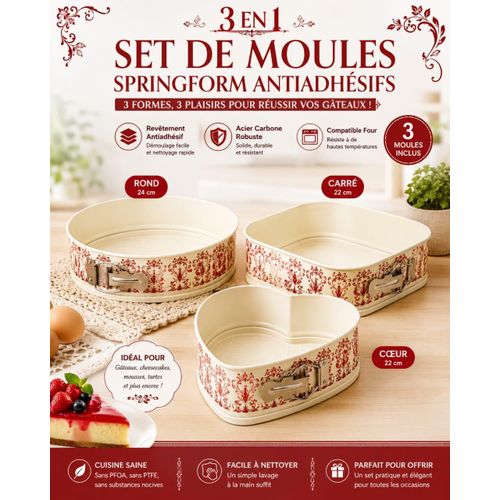 Lot De 3 Moules à Gâteau Ronds Antiadhésif Et Antifuite