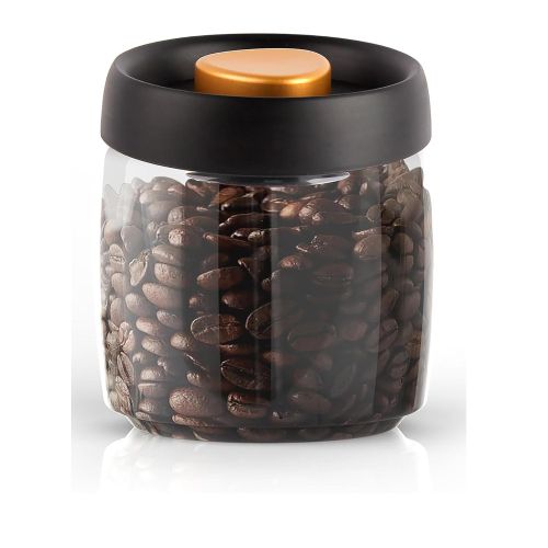 Boîte à Café Hermétique, 500ml Bocaux de Stockage en Verre, Bocal à Café Sous Vide, Résistant l'Humidité et l'Oxydation