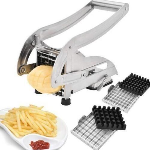 Coupe frites en Acier inoxydable avec 2 lames de rechange couleur gris