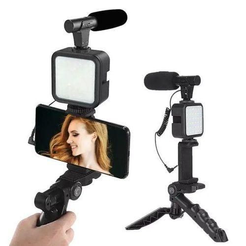 Kit de Vidéo Vlogging Professionnel AY-49 – Trépied, Lumière LED et Micro – Idéal TikTok, YouTube et Live Streaming
