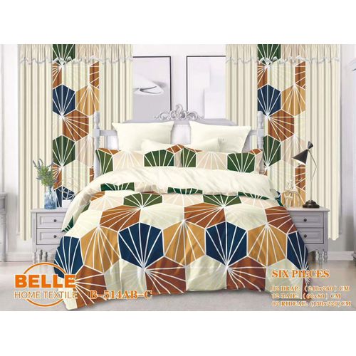 Lot Complet : 2 Draps + 2 Taies + 2 Rideaux – Design Élégant et Confort Assuré