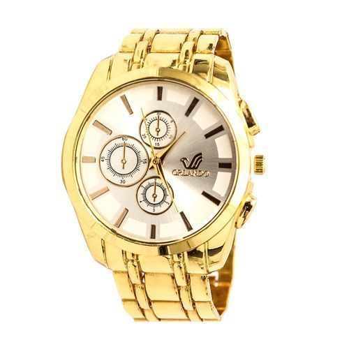 Montre Homme Couleur Or Fond Blanc - Doré/Blanc