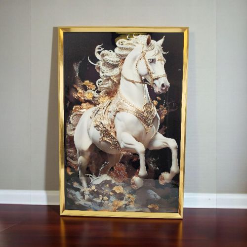 Tableau décoratif Cheval blanc Galopant 55X70