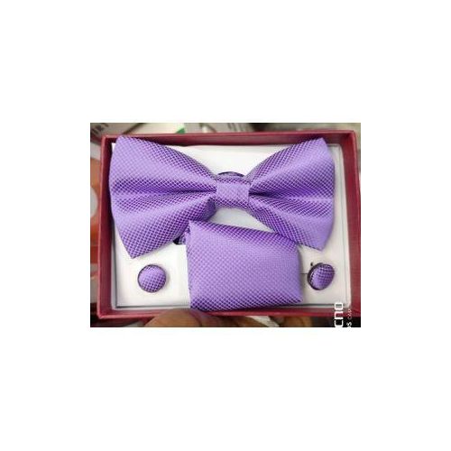 Coffret Nœud Papillon + Pochette + Bouton De Manchettes - Violet