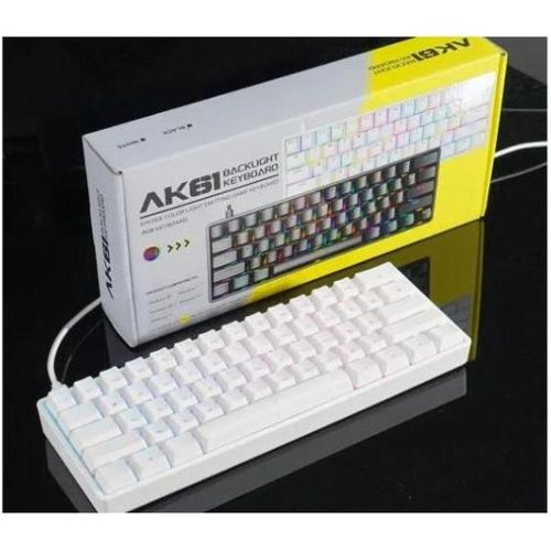 Clavier mécanique AK61 à touches remplaçables à chaud – Format compact 60 % à 80 % avec switches bleus, clavier gaming filaire USB. Touches faciles à réinstaller, véritable rétroéclairage RGB, 61 à 87 touches