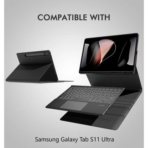 Étui compatible clavier pour Samsung Galaxy Tab S11 Ultra NOIR