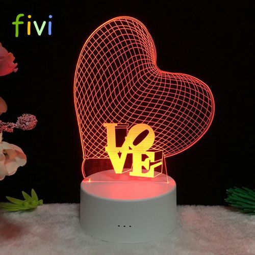 Lampe de Nuit Créative Dynamique 3D en Acrylique LED Multicolore