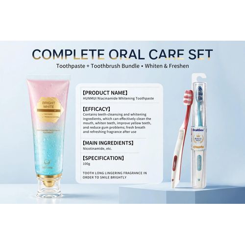 Dentifrice blanchissant les dents à la niacinamide plus une brosse à dents offert