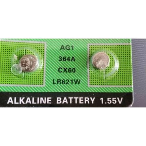 Lot De 2 Piles Boutons Alcalines AG1 1.55V Pour Montre - Argenté