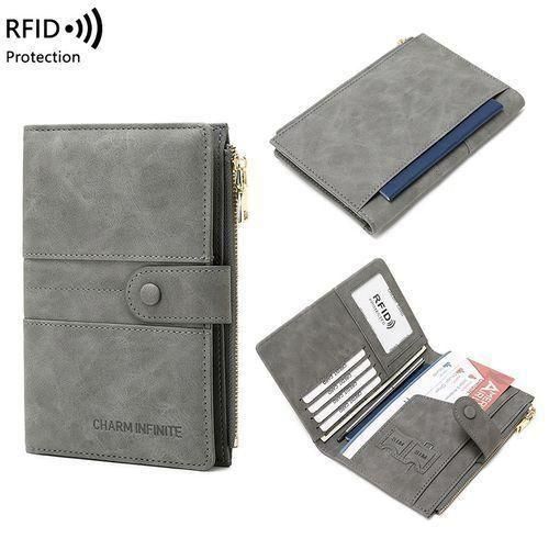 Portefeuille homme Gukbis PU, étui à carte anti-vol RF ID, porte-cartes de crédit - Gris