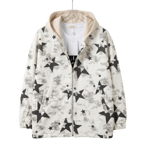 Sweat à Capuche Zippée Stars - Motif Étoiles & Effet Nuage - Style Streetwear