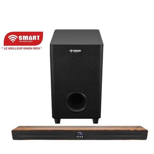 Barre De Son Modèle Bois Élégant STHA-1004W (4.1ch - 400W) - USB / Bluetooth / Entrée AUX / HDMI (ARC) / Optique, Avec Télécommande- Noir- Garantie 3 Mois.