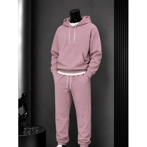 Ensemble jogging pull avec capuche couleur rose en coton