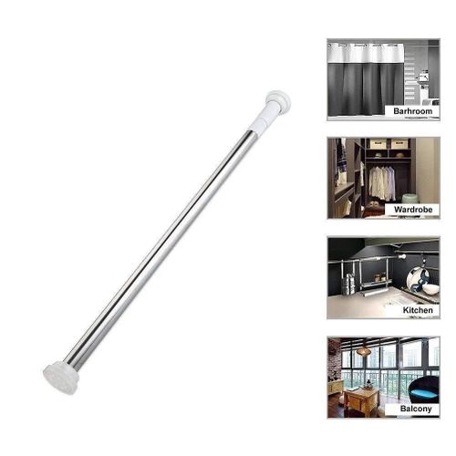 Tringle à Rideau De Douche Rétractable Sans Perforation En Acier Inoxydable - 70-120 Cm