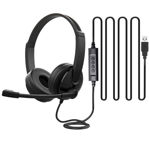 Casque audio USB supra-auriculaire avec microphone stro pour PC