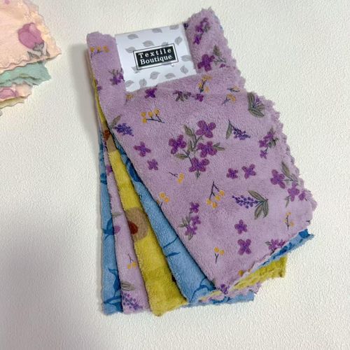 Lot de 5 serviettes/gant à récurer carrés en polaire corail imprimée