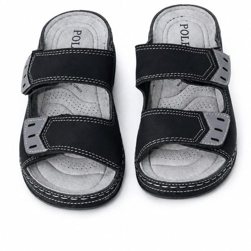 Sandales Orthopédique de Turquie en Simili Cuir à pression pour homme - Noir