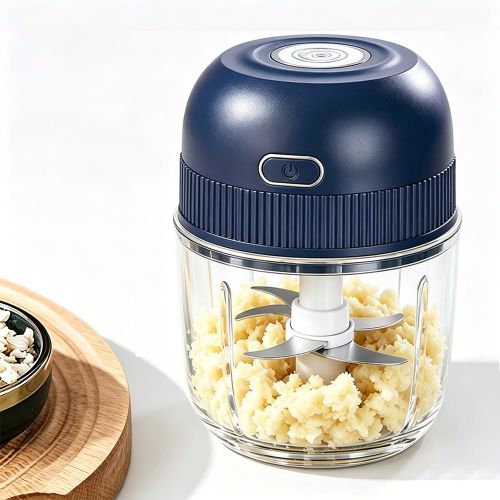 Hachoir Électrique Miniature Haute Puissance Mixeur 6 Lames en Acier Inoxydable pour Ail, Viande et Aliments pour Bébés