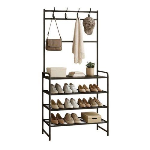 Meuble de Rangement à Chaussures Multifonctionnel - Portant et Étagères avec Tiroirs en Tissu