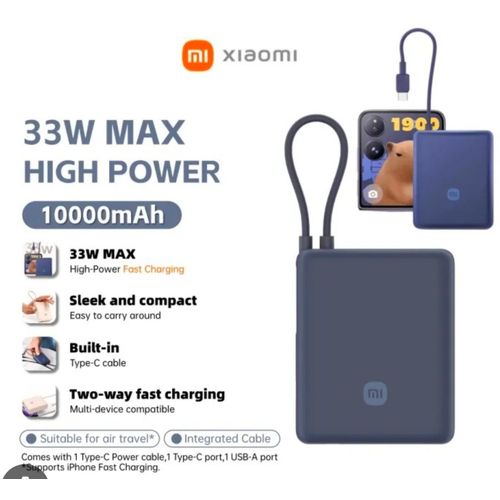 Mini Power Bank 10000mAh PB1030DZ Bleu - 33w Charge Super Rapide - Câble Type-C - Compatible Samsung Iphone Huawei Tecno Etc