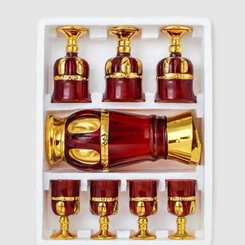 EnseVerres Luxueux en Cristal Rouge et Doré