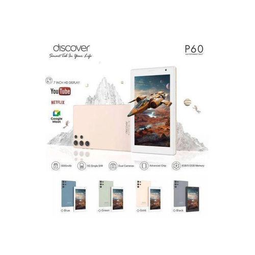 Discover Tablette Professionnelle P60, Android 12, RAM 8GB / ROM 512GB - SIM 5G et Double Camera pour enfant Unixe