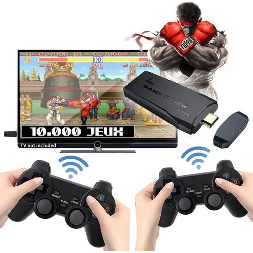 console de jeux video hdmi 4k retro avec deux manettes sans fil 10000 jeux et 64giga sd