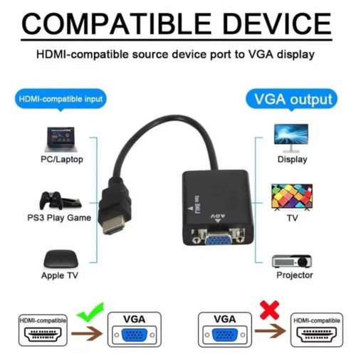 Adaptateur Convertisseur Interface HDMI Vers VGA Avec Sortie Audio