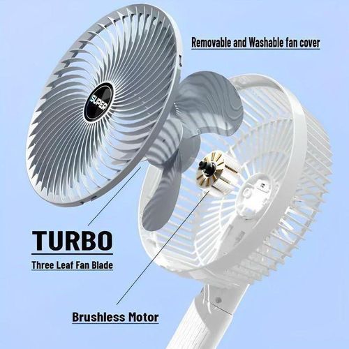 Ventilateur De Bureau Multifonction Debout, Suspendu, à Pince, Portable/gris Blanc Ventilateur De Bureau Rechargeable