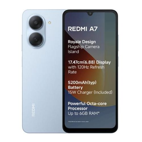 Redmi A7 - 6.88 - 2SIM - 4G - 8/13 Mpx - 3/64 Go - Bleu - Garantie 12 Mois