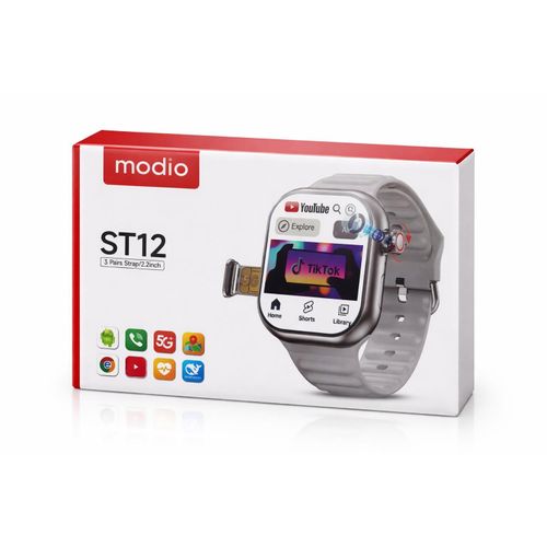 Montre Connectée Modio ST12 – Smartwatch 5G avec Appels, Carte SIM, Bluetooth & Écran Tactile HD