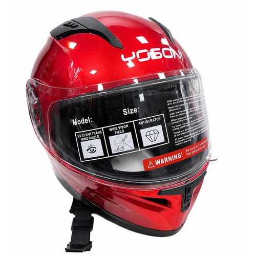 Casque de Moto Intégral avec Visière Transparente – Rouge