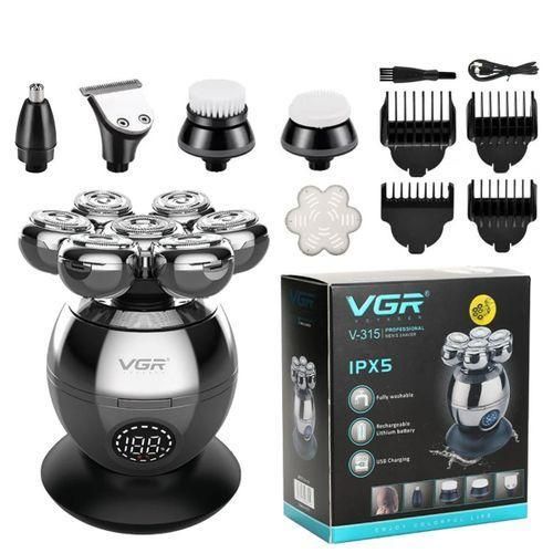 AGREABLE Rasoir Rotatif Etanche de Toilettage 5 en 1 pour Homme avec Brosse de nettoyage et Ecran LED
