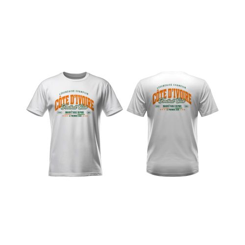 T-shirt Homme Côte d’Ivoire Football Club - Blanc - Manches Courtes