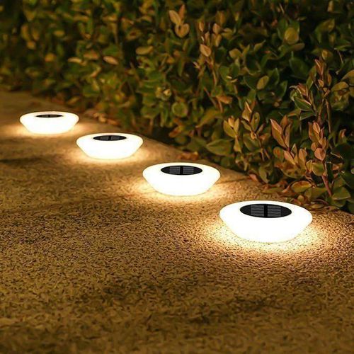 Lot de 4 lampes solaires dextrieur 12 LED tanches pour cour jardin pelouse alle terrasse