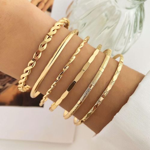 5 Pièces De Bracelets Multistrat Punk Pour Femmes élégants Et Délicats Avec Torsion Brillants Ajustables Bangles Bijoux Cadeaux Pour Couples