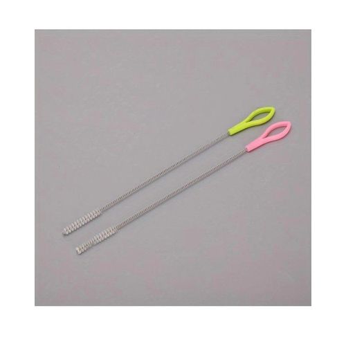 Lot de 2 brosses de nettoyage pour pailles – Brosse pour pailles avec poignée antidérapante et brosse extra-longue pour pailles à boire réutilisables en métal et en plastique (couleur envoyée aléatoirement)