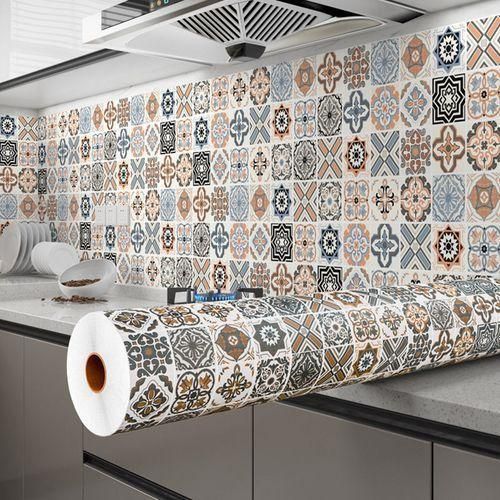 Papier peint pour cuisine, résistant à la chaleur, autocollant mural épais, adapté aux placards, plans de travail et carrelage adhésif. - 60 × 300 cm