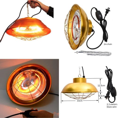 Lampe abat jour 500W pour chauffage de volaille (poussins, pintadeaux, canetons, oison, dindonneau, cailleteaux etc) ou porc