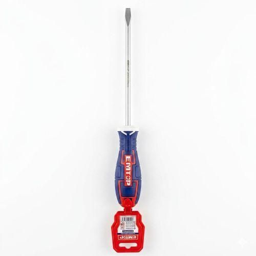 Tournevis Plat Professionnel EMTOP - Acier Chrome Vanadium Haute Résistance - Manche Ergonomique Bi-Matière Antidérapant - Idéal pour Bricolage, Mécanique et Usage Domestique