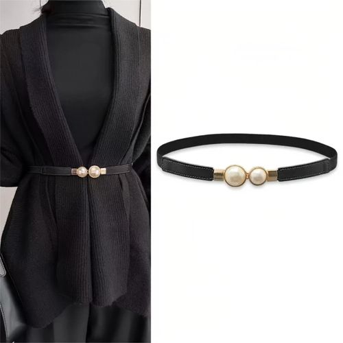 Ceinture élastique femme avec boucle perle – style minimaliste, ceinture taille extensible pour robe ou jean, fermeture à pression rapide, 6595cm