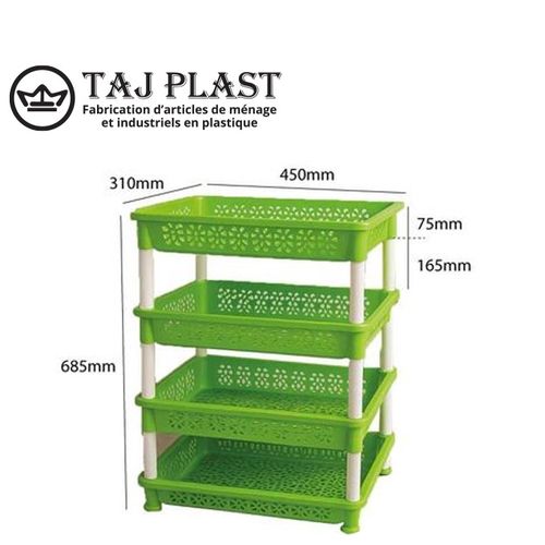 Étagère Flora - Plastique - Grande Capacité - Solide - 4 Niveaux - Vert